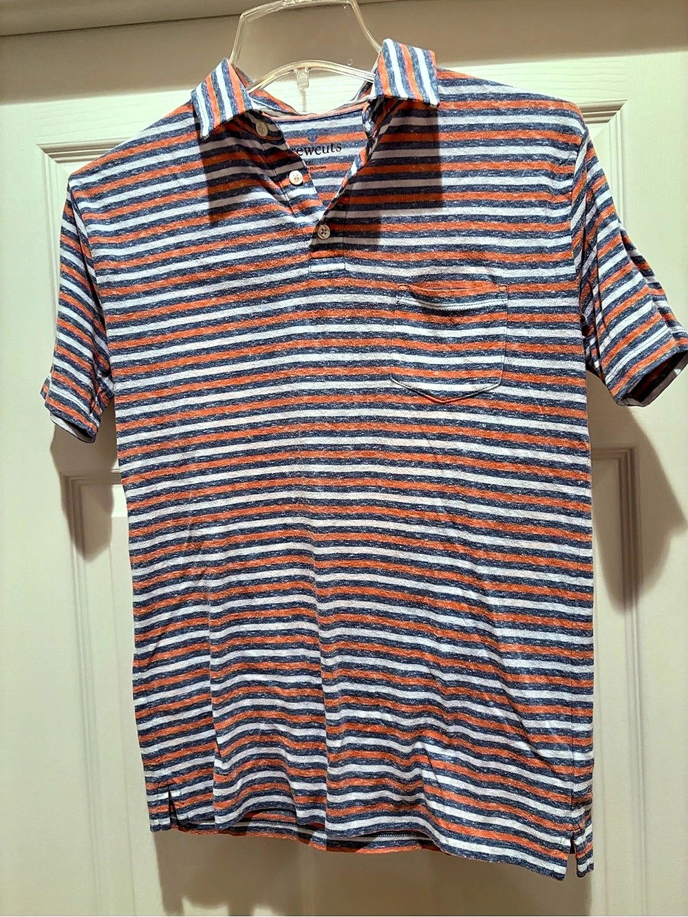 crewcuts Striped Polo in Blue & Orange Like New